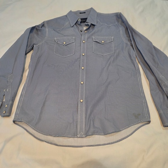 American Eagle Outfitters Other - American Eagle Button Down Men Medium Blue Excellent Western Pearl Snap Shirt